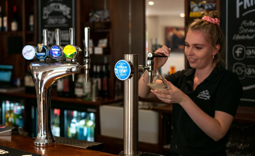 woman pouring beer